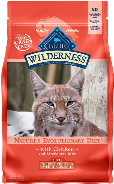 Blue Buffalo Wilderness Indoor Hairball & Weight Control Chicken Recipe Grain-Free Dry Cat Food, 5-lb bag slide 1 of 9