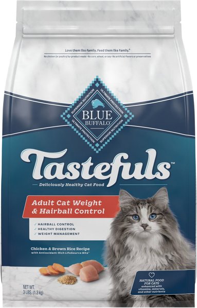 Blue Buffalo Indoor Hairball & Weight Control Chicken & Brown Rice Recipe Adult Dry Cat Food, 3-lb bag slide 1 of 11