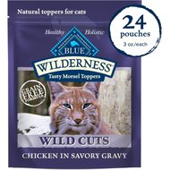 Blue Buffalo Wilderness Tasty Toppers Wild Cuts Tasty Chicken Morsels in Savory Gravy Grain-Free Cat Food Topper, 3-oz, case of 24