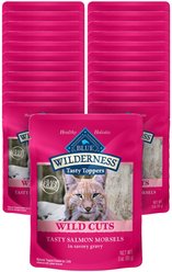 Blue Buffalo Wilderness Tasty Toppers Wild Cuts Tasty Salmon Morsels in Savory Gravy Grain-Free Cat Food Topper, 3-oz, case of 24