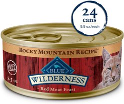 Blue Buffalo Wilderness Rocky Mountain Recipe Red Meat Feast Adult Grain-Free Canned Cat Food, 5.5-oz, case of 24