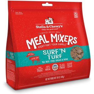 Stella & Chewy's Freeze-Dried Raw Surf & Turf Meal Mixer Grain-Free Protein Rich Recipe Dog Food Topper, 18-oz bag