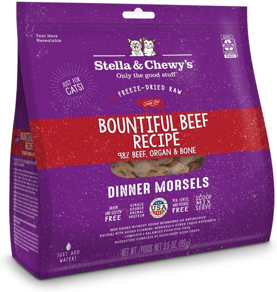 Stella & Chewy's Freeze-Dried Raw Dinner Morsels Grain-Free Protein Rich Bountiful Beef Recipe Cat Food, 3.5-oz bag slide 1 of 9