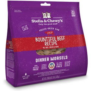 Stella & Chewy's Freeze-Dried Raw Dinner Morsels Grain-Free Protein Rich Bountiful Beef Recipe Cat Food, 18-oz bag