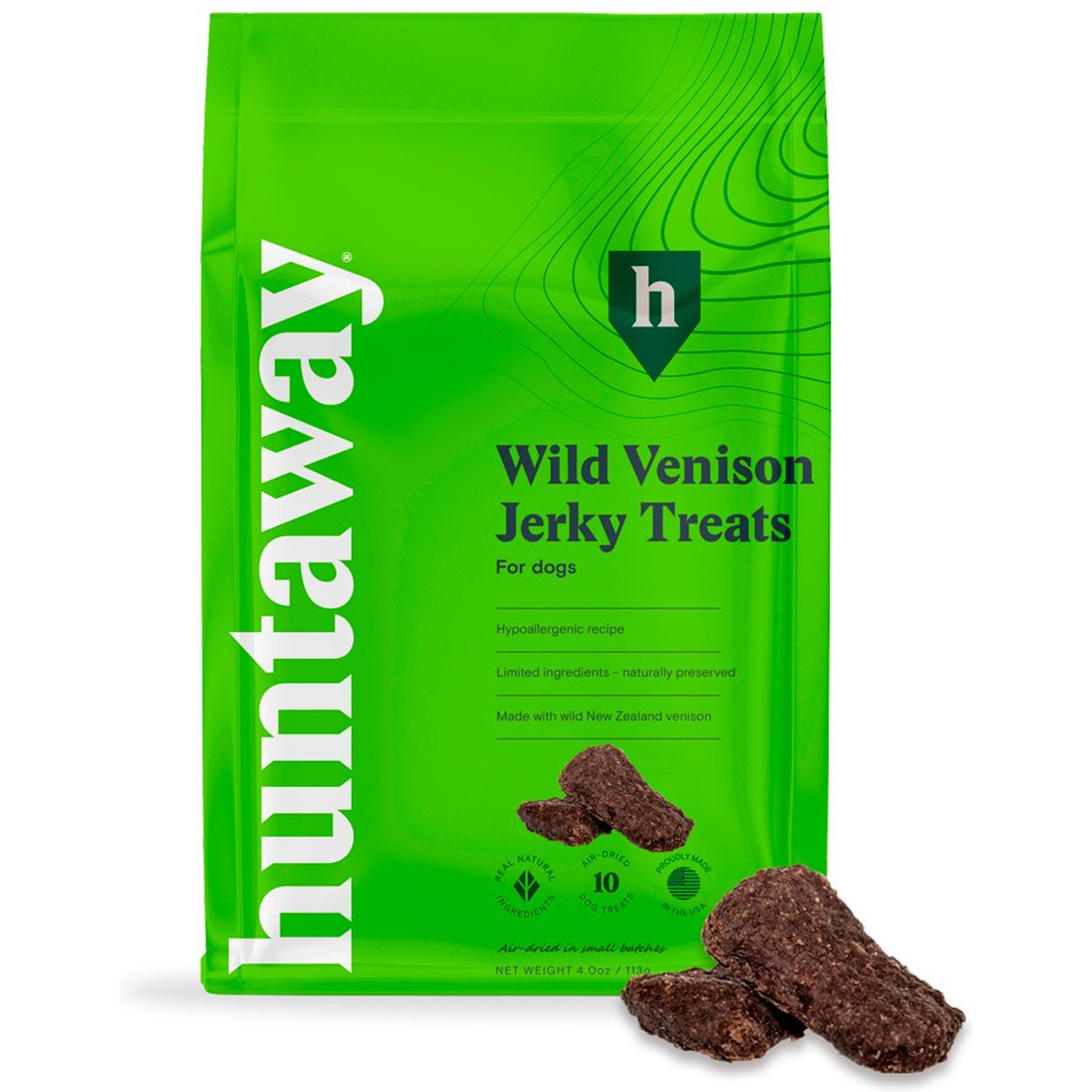 HUNTAWAY Wild Venison Jerky Dog Treats 4 oz bag Chewy