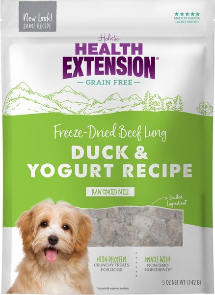 Health Extension Bully Puffs Grain-Free Duck & Yogurt Dog Treats, 5-oz bag slide 1 of 5