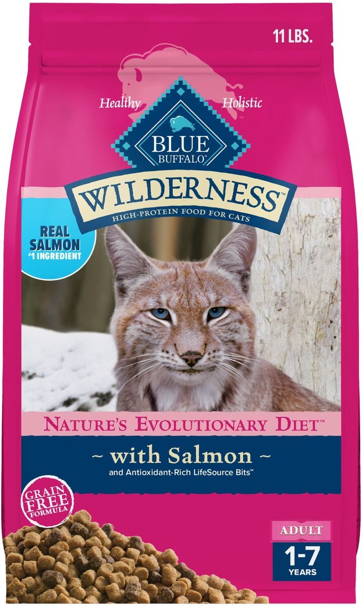 BLUE BUFFALO Wilderness Salmon Recipe Grain Free Dry Cat Food 11