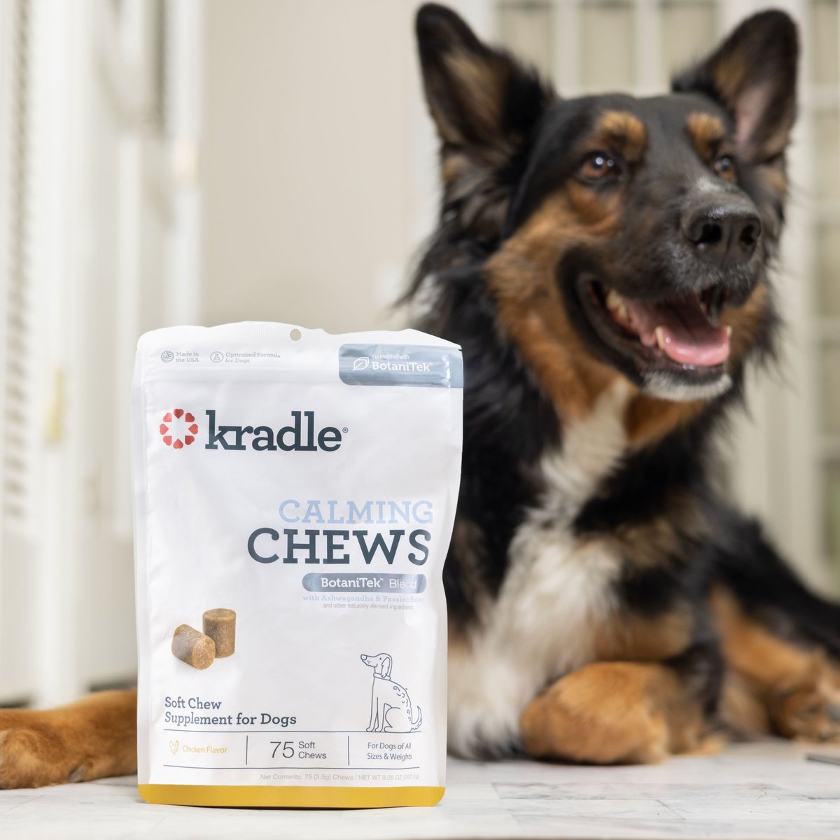 KRADLE Calming Chews Chicken Flavored Soft Chew Supplement for Dogs, 75 ...