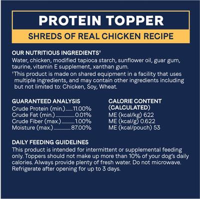 Show full view: CANIDAE PURE Protein Shreds of Real Chicken Recipe in Gravy Dog Food Topper, 24-oz box slide 8 of 10