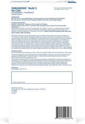 Show full view: PARASEDGE Multi Topical Solution for Cats, 2-5 lbs (Teal Box), 3 Doses (3-mos. supply) slide 2 of 4