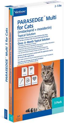 Show full view: PARASEDGE Multi Topical Solution for Cats, 2-5 lbs (Teal Box), 3 Doses (3-mos. supply) slide 3 of 4