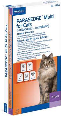 Show full view: PARASEDGE Multi Topical Solution for Cats, 9.1-18 lbs (Purple Box), 3 Doses (3-mos. supply) slide 3 of 4