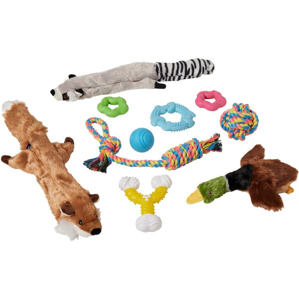 FRISCO Holiday Gift Wrapping Set Plush Squeaky Dog Toy, Small