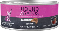 Hound & Gatos Pork Flavored Cat Wet Food, 5.5-oz can, 24 count