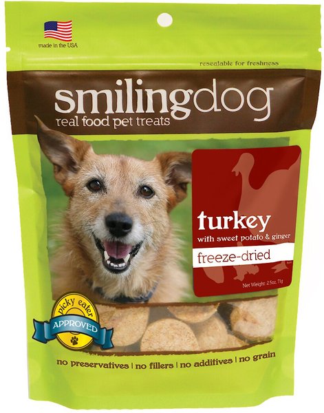 Herbsmith Smiling Dog Turkey with Sweet Potato & Ginger Freeze-Dried Dog Treats, 2.5-oz bag slide 1 of 4