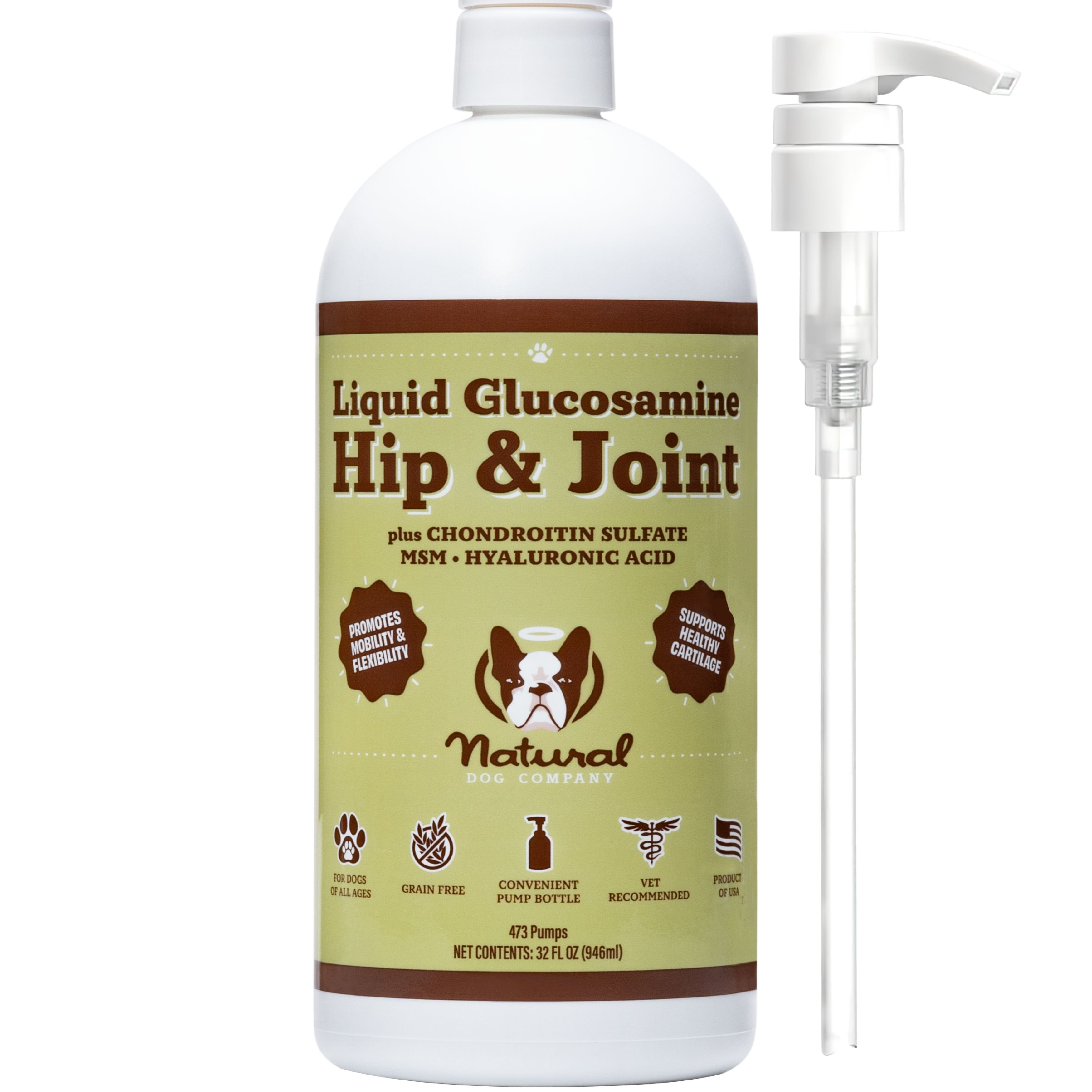 NATURAL DOG COMPANY Extra Strength Joint Support Liquid Glucosamine Dog ...