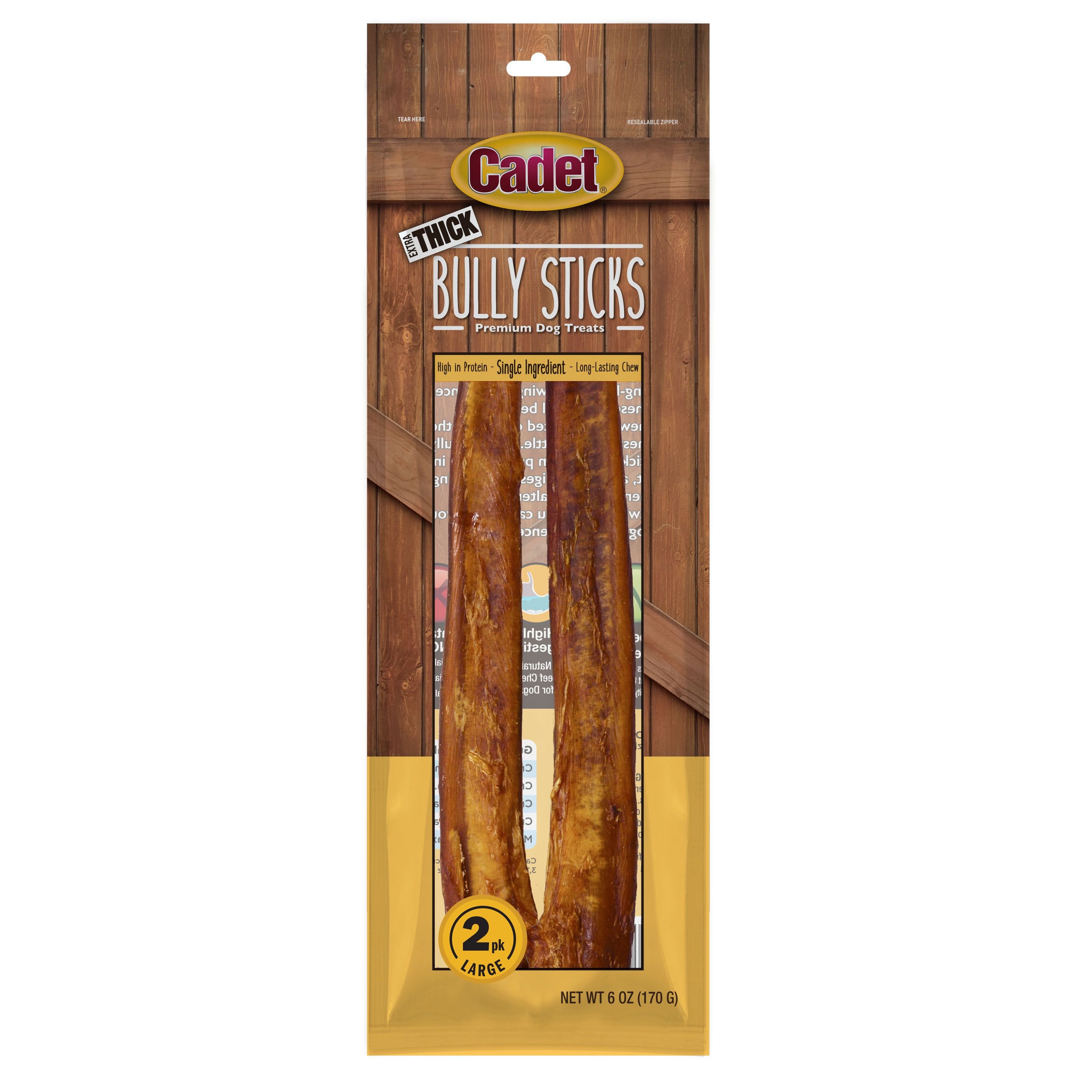 CADET Bully Sticks ExtraThick Dog Treats, Large, 2 count Customer Questions