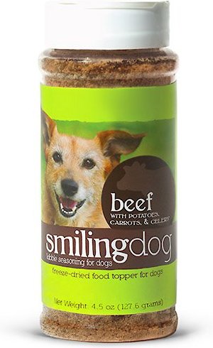 Herbsmith Smiling Dog Kibble Seasoning Freeze-Dried Beef with Potatoes, Carrots, & Celery Dog Food Topper, 4.87-oz bottle slide 1 of 9