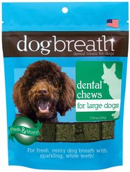 Herbsmith Dog Breath Mint Flavored Dental Dog Treats for Large Dogs, 15 count
