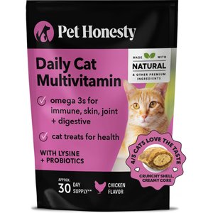 PetHonesty Dual Texture Multivitamin Chews Supplement for Cats, 3.7-oz bag