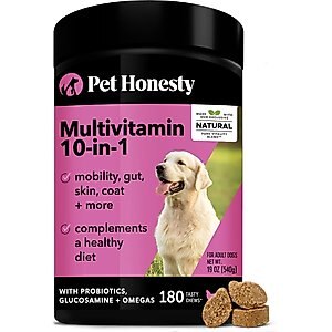 PetHonesty Multivitamin 10-in-1 Chicken Flavored Soft Chews Multivitamin for Dogs, 180 count