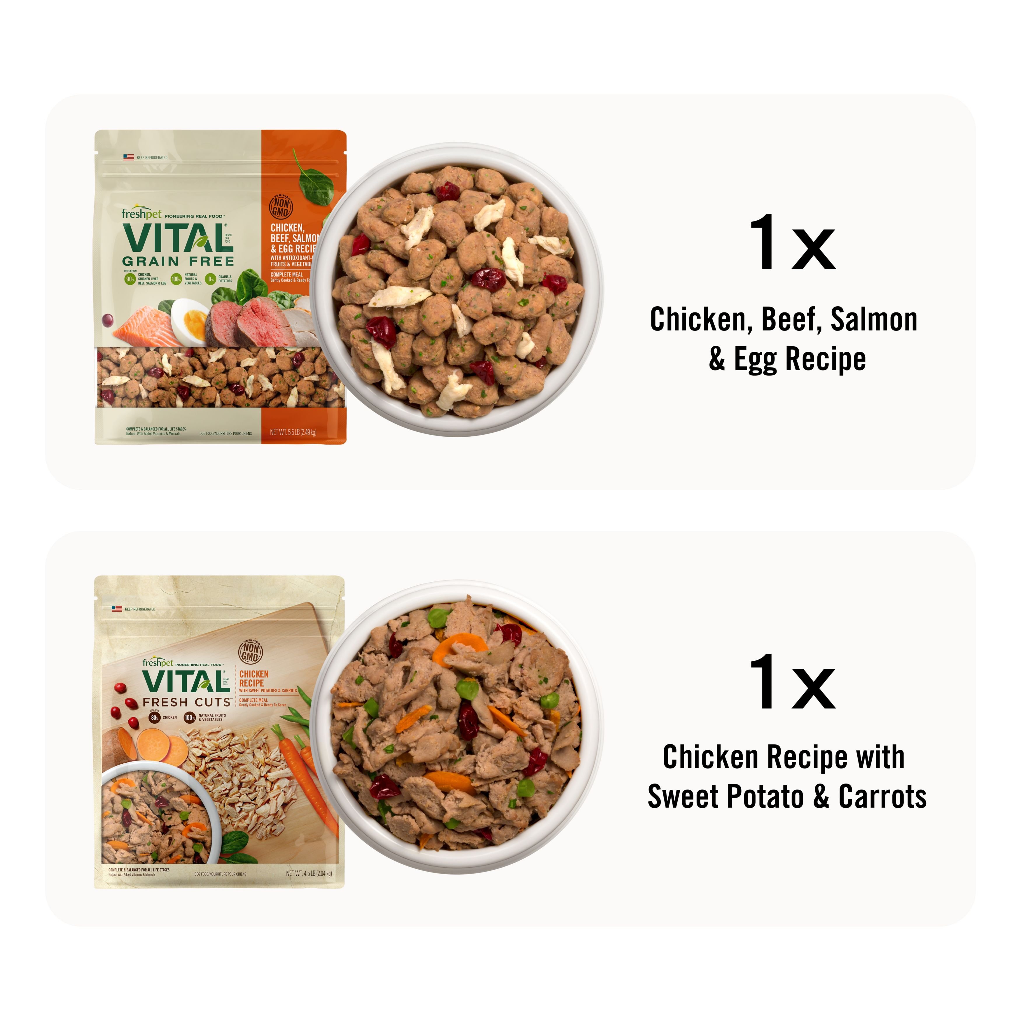 FRESHPET Vital Chicken, Beef, Salmon & Egg Recipe GrainFree Fresh Dog