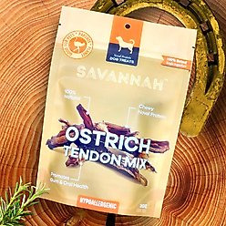 Savannah Pet Food Chewy Ostrich Tendon Mix Dog Treats, 3-oz pouch