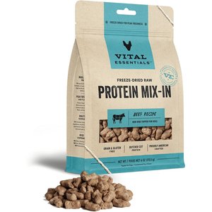 Vital Essentials Protein Mix-In Beef Recipe Mini Nibs Grain-Free Freeze-Dried Raw Dog Food Topper, 6-oz bag