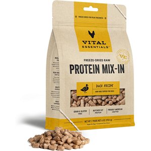 Vital Essentials Protein Mix-In Duck Recipe Mini Nibs Grain-Free Freeze-Dried Raw Dog Food Topper, 6-oz bag