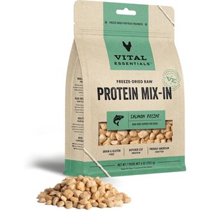 Vital Essentials Protein Mix-In Salmon Recipe Mini Nibs Grain-Free Freeze-Dried Raw Dog Food Topper, 6-oz bag
