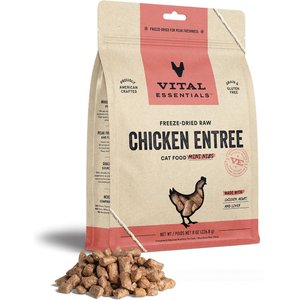 Vital Essentials Chicken Entree Cat Food Mini Nibs Grain-Free Freeze-Dried Raw Cat Food, 8-oz bag