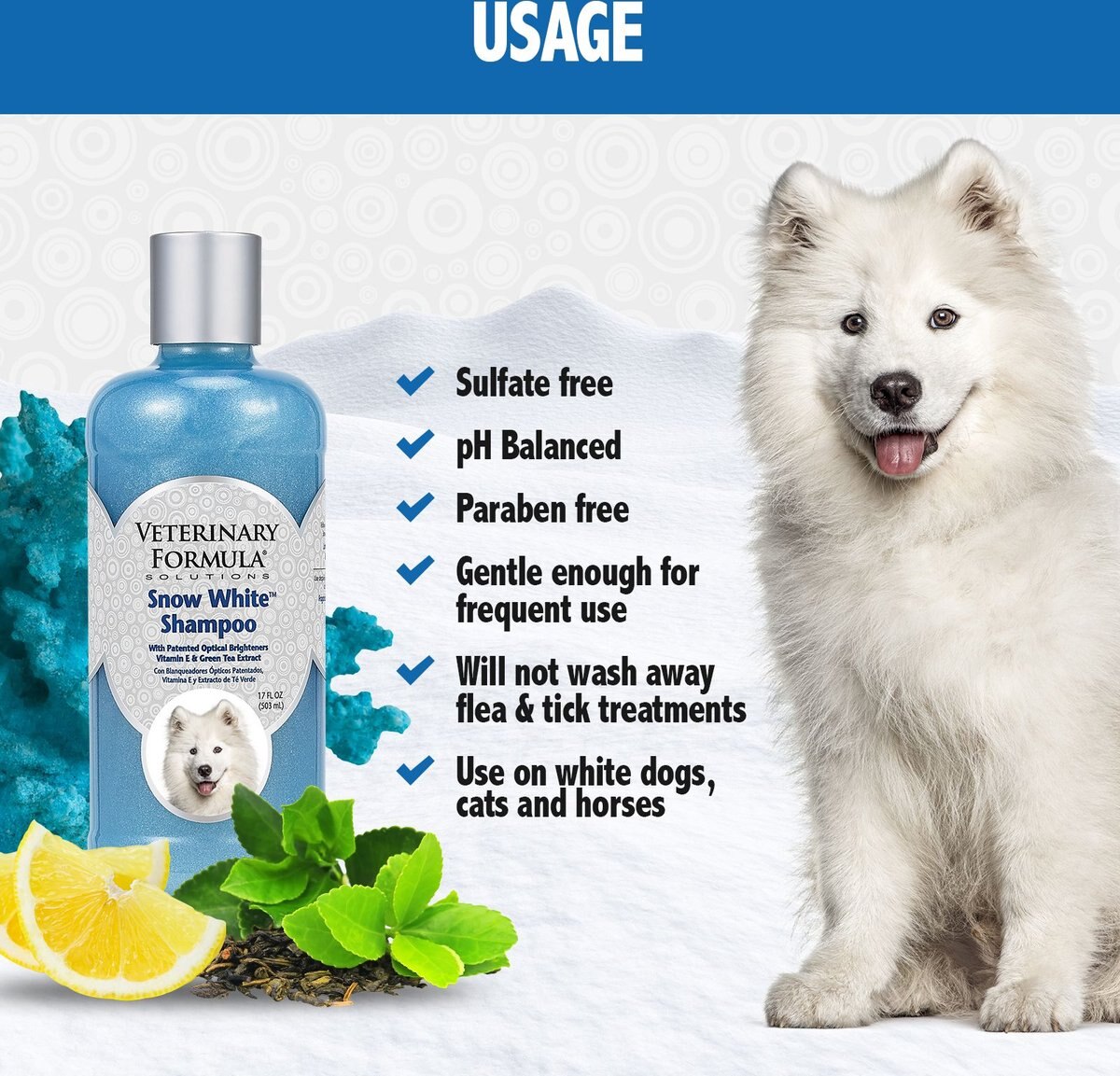 VETERINARY FORMULA SOLUTIONS Snow White Whitening Shampoo for Dogs