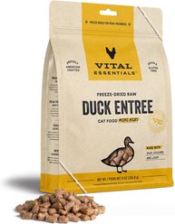 Vital Essentials Duck Entree Cat Food Mini Nibs Grain-Free Freeze-Dried Raw Cat Food, 8-oz bag