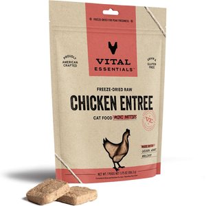 Vital Essentials Chicken Entree Cat Food Mini Patties Grain-Free Freeze-Dried Raw Cat Food, 3.75-oz bag