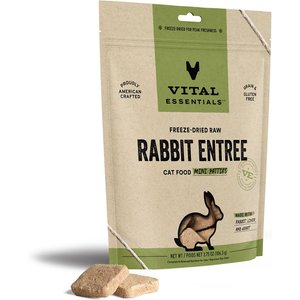 Vital Essentials Rabbit Entree Cat Food Mini Patties Grain-Free Freeze-Dried Raw Cat Food, 3.75-oz bag