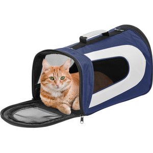 IRIS USA Soft Sided Cat & Dog Carrier with Shoulder Strap, 18-in, Navy