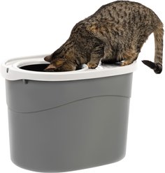 IRIS USA Top Entry Cat Litter Box, Gray, 20.5-in 