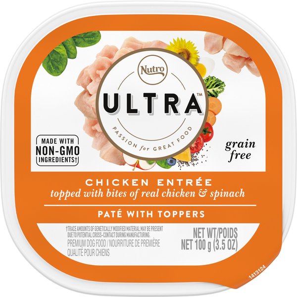 Nutro Ultra Grain-Free Chicken Entree Pate with Toppers Adult Wet Dog Food Trays, 3.5-oz, case of 24 slide 1 of 8