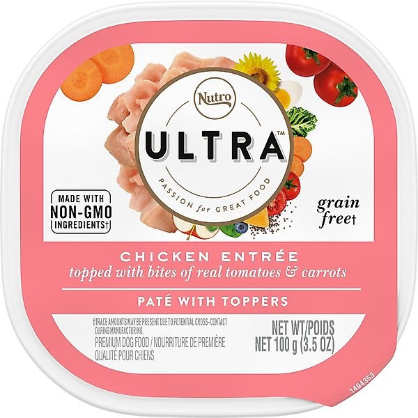Nutro Ultra Grain-Free Chicken Entree Pate with Tomatoes & Carrots Adult Wet Dog Food Trays, 3.5-oz, case of 24 slide 1 of 8