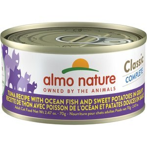 Almo Nature Classic Complete Premium Grain-Free Tuna Recipe with Ocean Fish & Sweet Potato in Gravy Cat Food, 2.47-oz, case of 12