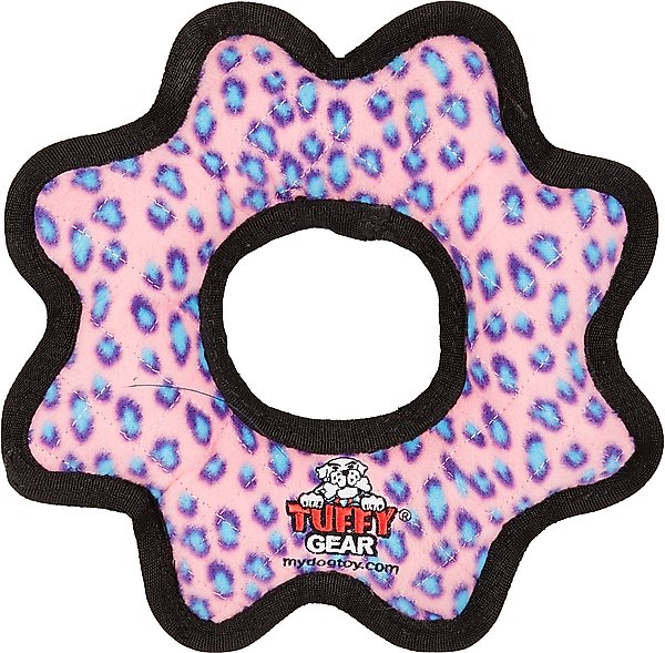 Tuffy's Ultimate Gear Ring Squeaky Plush Dog Toy, Pink Leopard slide 1 of 8