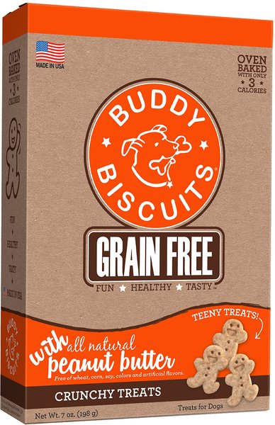 Buddy Biscuits Grain-Free Oven Baked Teeny Treats with Peanut Butter Dog Treats, 7-oz box slide 1 of 9