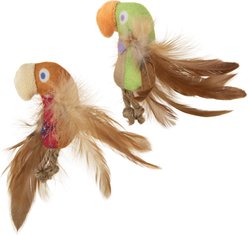 SmartyKat Instincts Love Mates Feathery Plush HappyNip Silvervine & Catnip Bird Cat Toys, 2-pack