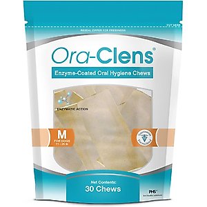 Ora-Clens Oral Hygiene Medium Dental Dog Treats, 30 count