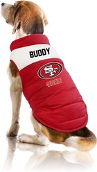 Littlearth NFL Customized Pet Parka Puffer Vest, San Francisco 49ers, Large