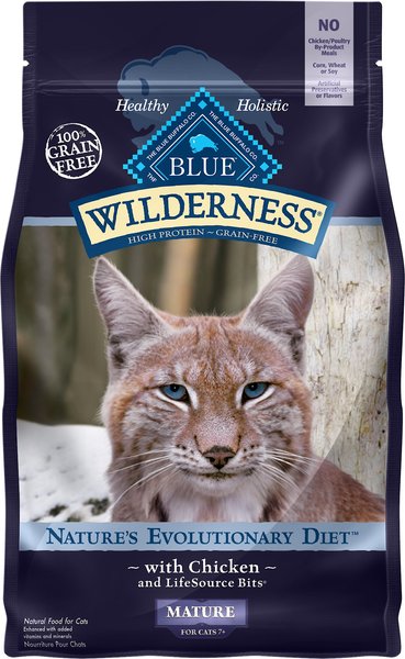 Blue Buffalo Wilderness Mature Chicken Recipe Grain-Free Dry Cat Food, 5-lb bag slide 1 of 9