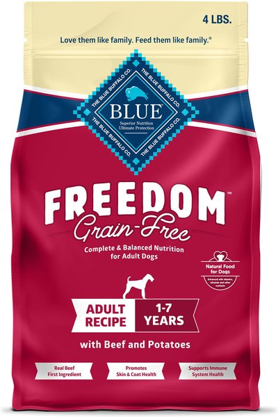 Blue Buffalo Freedom Adult Beef Recipe Grain-Free Dry Dog Food, 4-lb bag slide 1 of 9