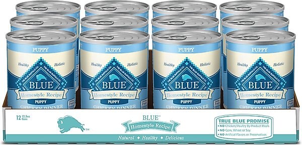 Blue Buffalo Homestyle Recipe Puppy Chicken Dinner with Garden Vegetables Canned Dog Food, 12.5-oz, case of 12 slide 1 of 8