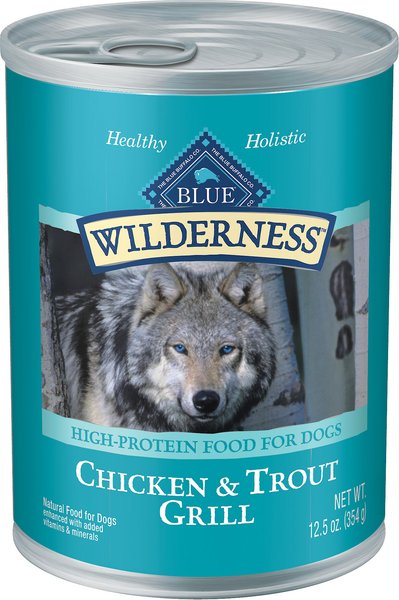 Blue Buffalo Wilderness Trout & Chicken Grill Grain-Free Canned Dog Food, 12.5-oz, case of 12 slide 1 of 7