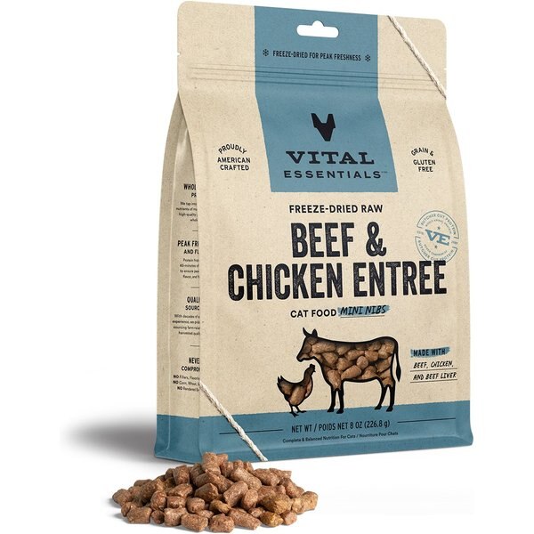 VITAL ESSENTIALS FreezeDried Raw Turkey Entree Cat Food, 8oz bag